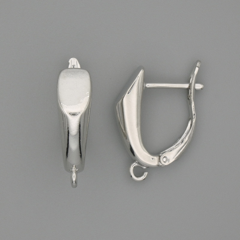 Ear wires for earrings, silvery metal, 19x5 mm - pair