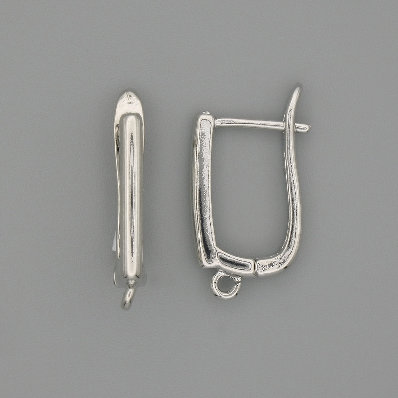 Ear wires for earrings, silvery metal, 18x2 mm — pair