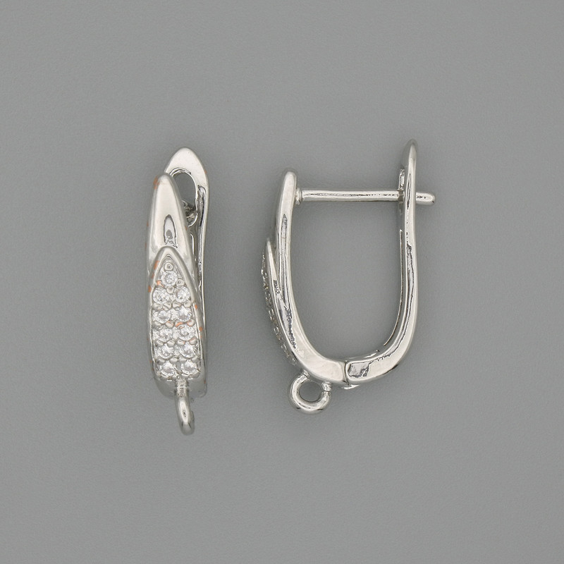 Ear wires for earrings, silvery metal, 17×4 mm - pair