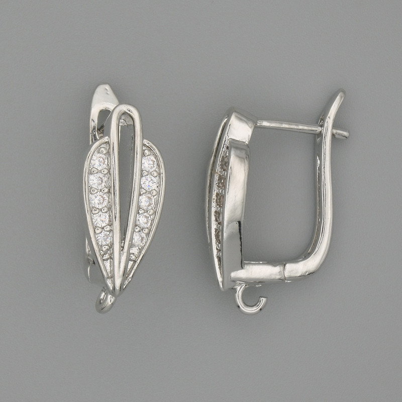 Ear wires for earrings in silvery metal 19x7 mm - pair