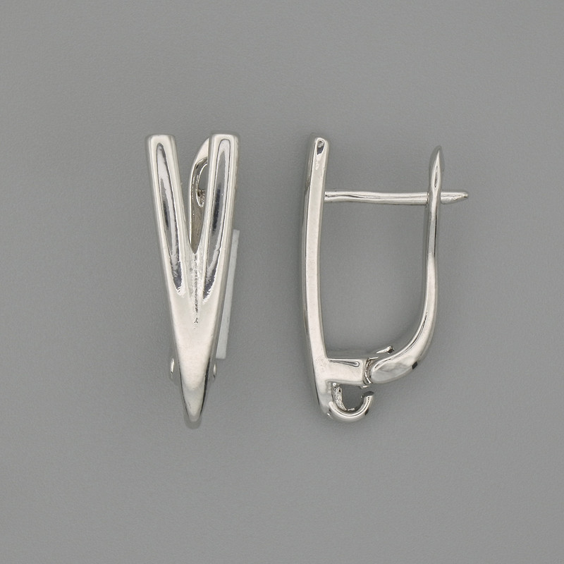 Ear wires for earrings, silver-toned metal 19x6 mm - pair