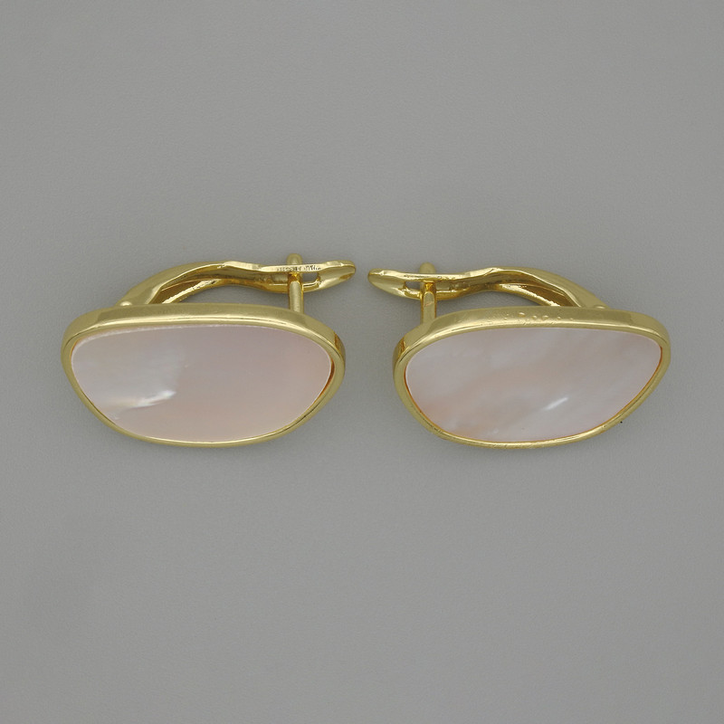 Ear Wires for Earrings 'Mother of Pearl' Gold-Toned Metal 18.5×2 mm