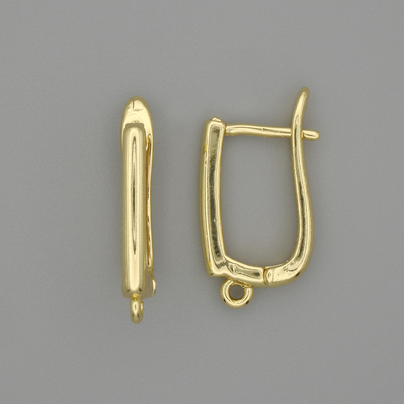 Ear wires for earrings, golden metal, 19 x 2.5 mm - pair