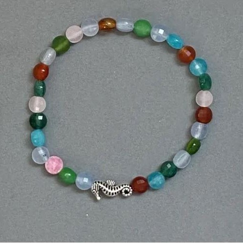 Bracelet Assorted Faceted Coin Beads 6mm ±, 18 cm Stretch