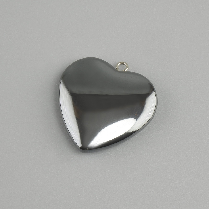 Hematite Heart Pendant, 26x26 mm+