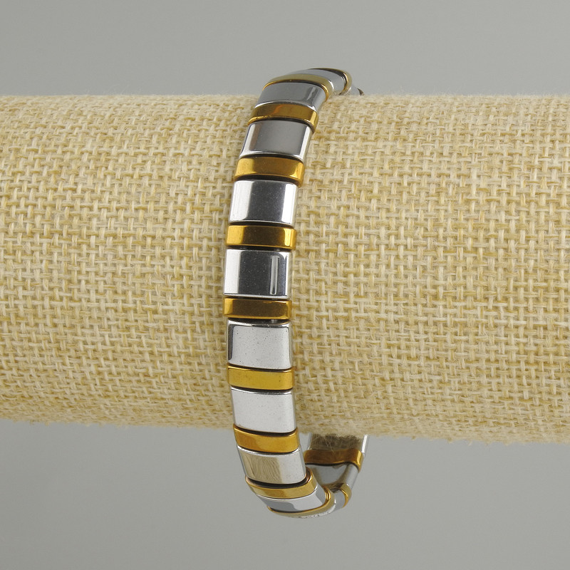 Hematite bracelet 'Lanka' – link chain, diameter 10x7 mm ± 10x2 mm ±, length 18 cm ±, stretch