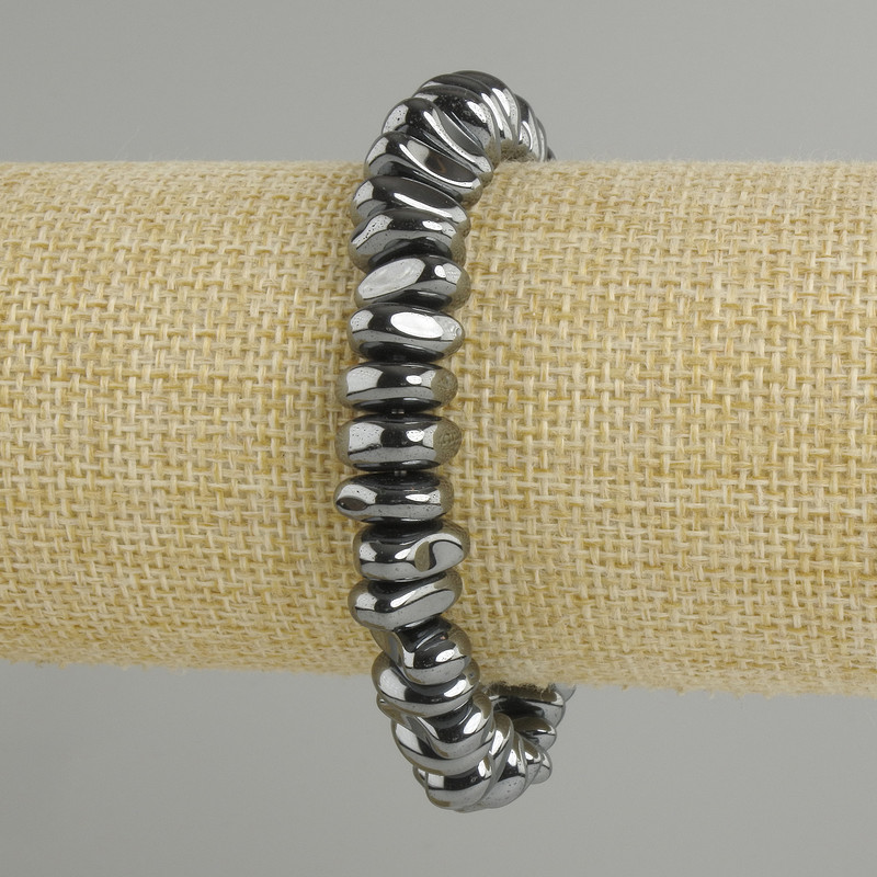 Hematite bracelet with tumbled beads, diameter 11×4 mm, 5-5 mm ±, length 18 cm ±, stretch