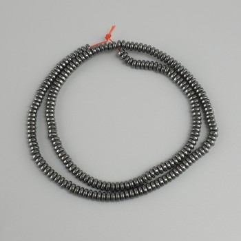 Hematite Rondelle Beads, 4×2 mm diameter, 40 cm strand
