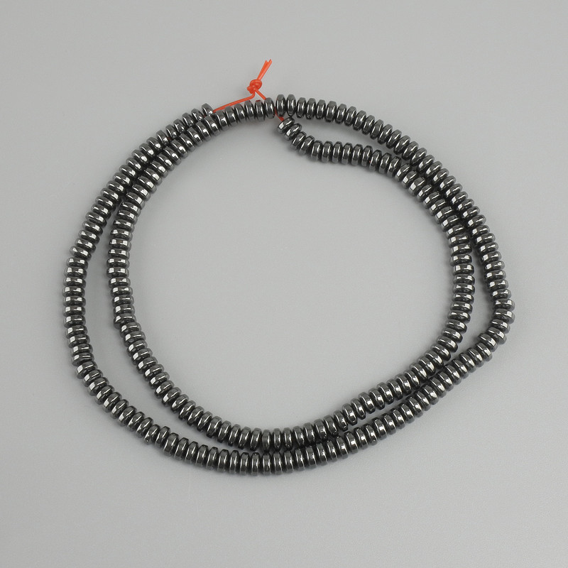 Hematite Rondelle Beads, 4×2 mm diameter, 40 cm strand