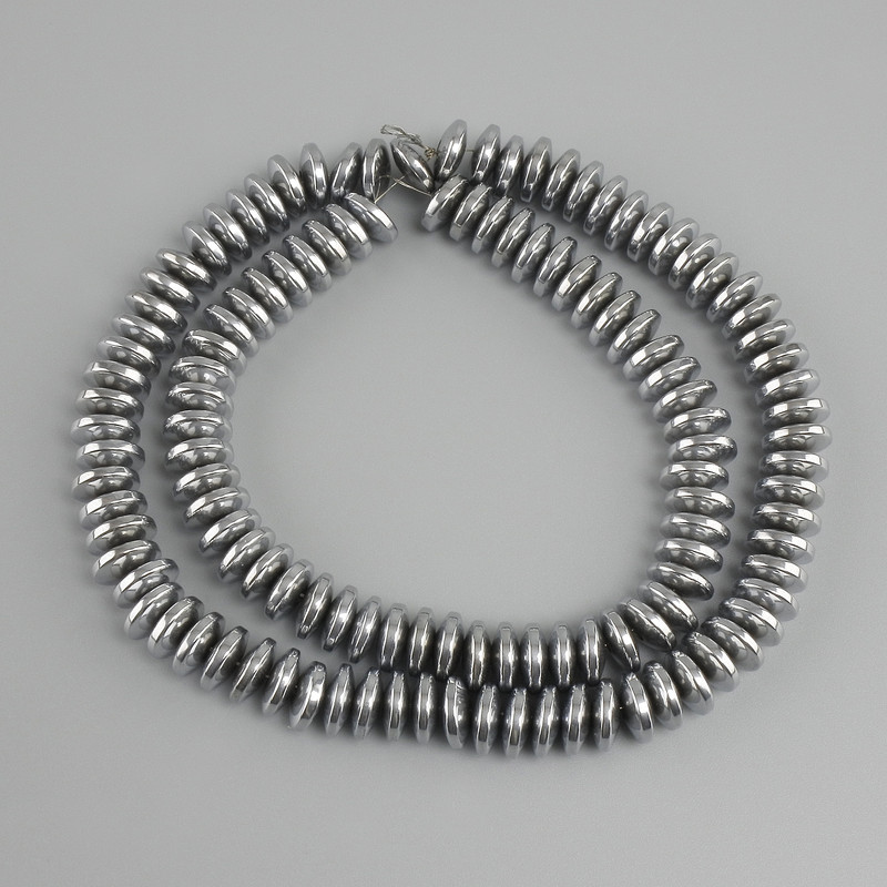 Hematite Rondelle Beads, 8x3 mm, Silver Color, Length 40 cm+