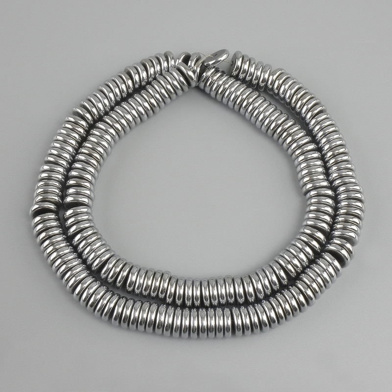 Hematite Rondelle Beads, diameter 8x2 mm, color Silver, length 40 cm+