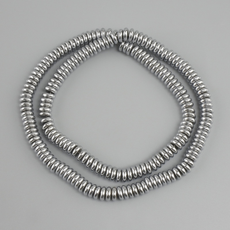 Hematite Rondelle Beads, 6x2 mm, silver color, length about 40 cm
