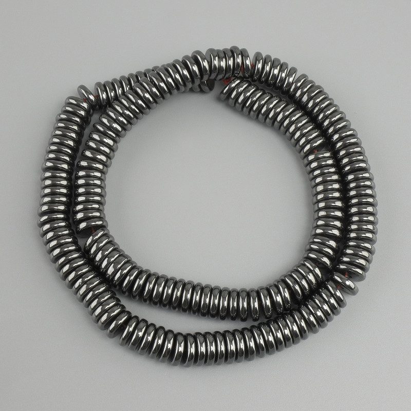 Hematite rondelle beads, 8x2 mm diameter, 39 cm length ±