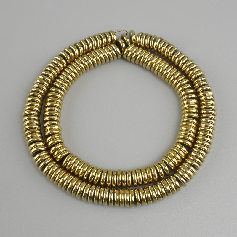 Hematite Rondelle Beads, 8×2 mm, Gold Color, 40 cm Length