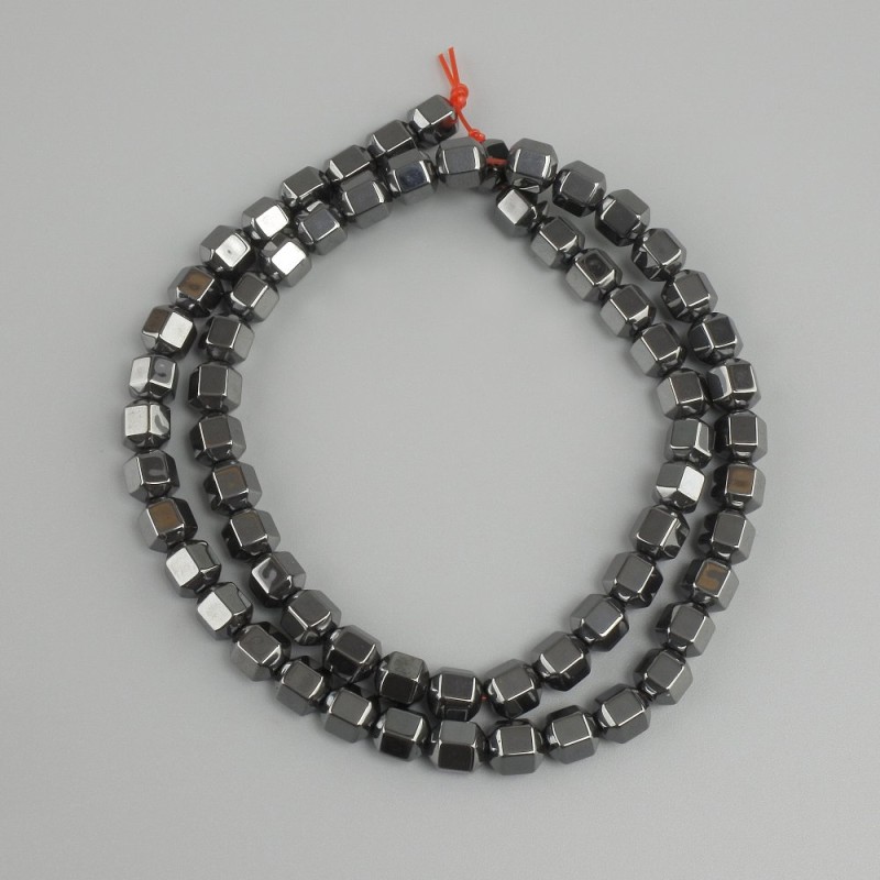 Hematite Beads, Faceted, 6x5.5 mm, 5 mm±, Length 40 cm±
