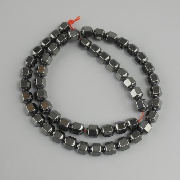 Faceted Hematite Beads, Diameter 8×6 mm, 5 mm ±, Length 40 cm ±