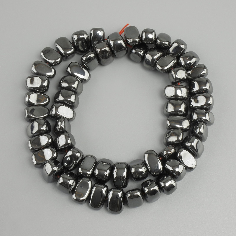 Hematite tumbled beads 11-12×7 mm, 5-8 mm ±, length 39 cm ±