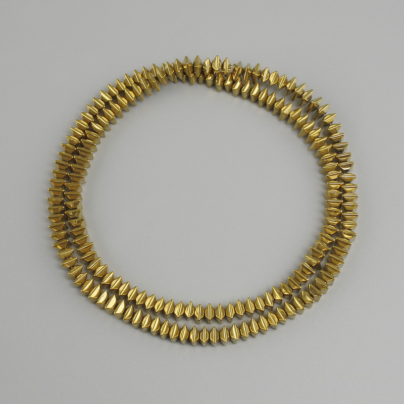 Hematite square rondelle beads, gold color, 4x2 mm, length 40 cm +/-