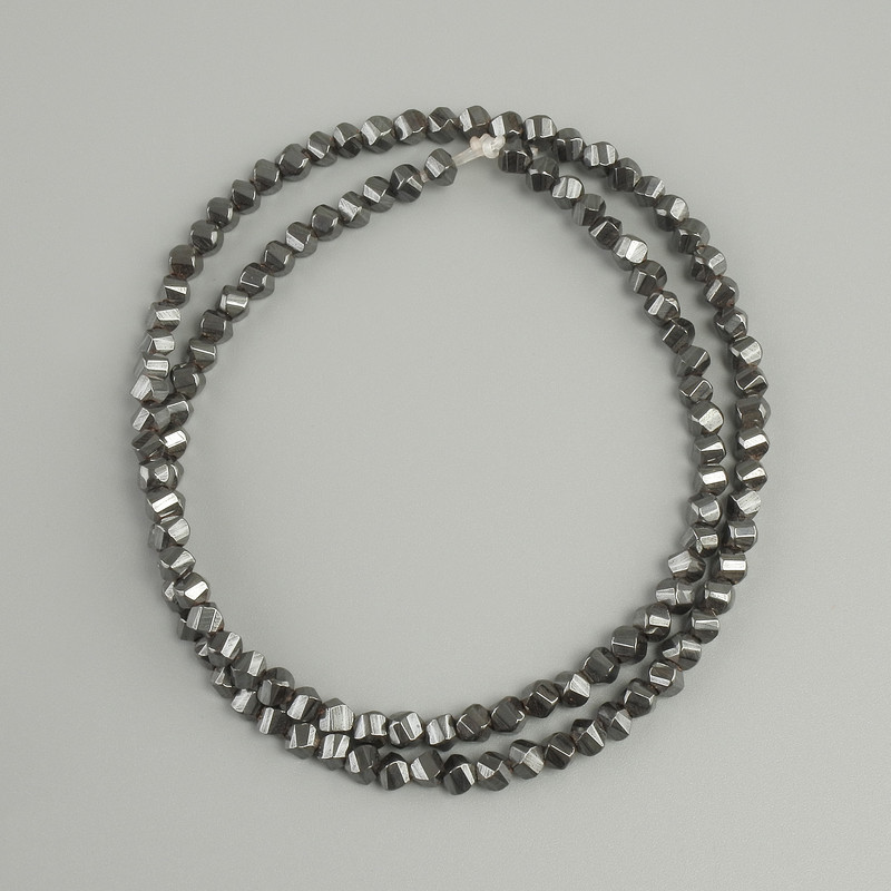 Hematite Beads, Faceted Diamond Shape, 3.5×3 mm, Length 39 cm ±