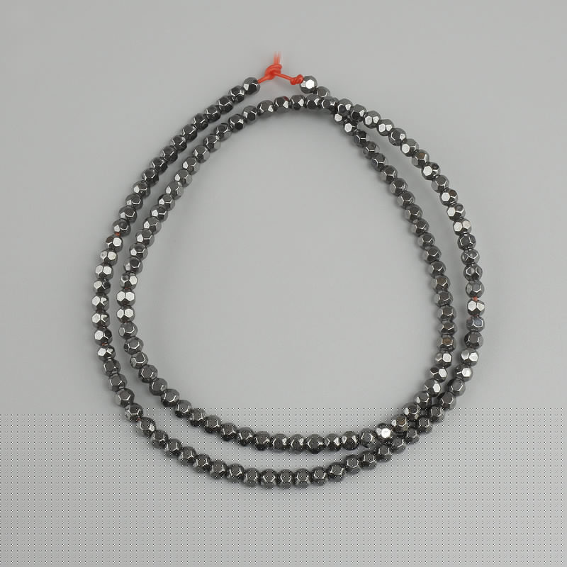Hematite Faceted Beads 3 mm on Thread