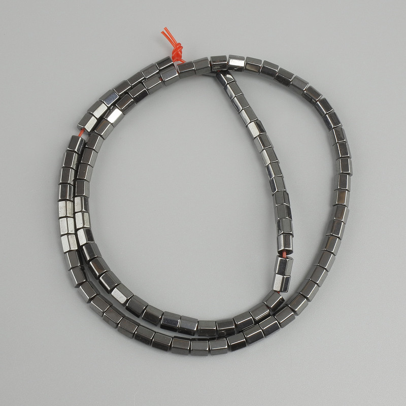 Hematite Beads, Faceted Hexagonal Cylinders, Diameter 4x4 mm, Length 40 mm ±