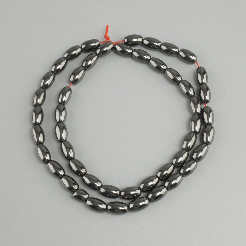 Hematite grain beads 8x5 mm, 40 cm on thread