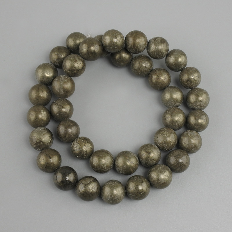 Pyrite Beads, Smooth Ball, Diameter 10.5 mm, Length 38 cm ±