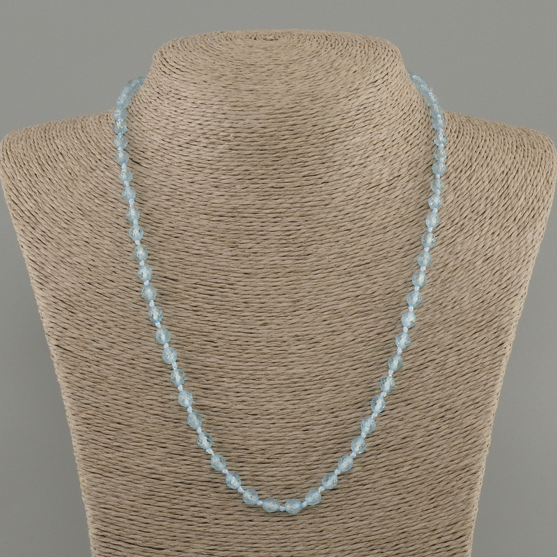 Faceted Topaz Bead Necklace, 5 mm diameter, 50 cm length ± with clasp