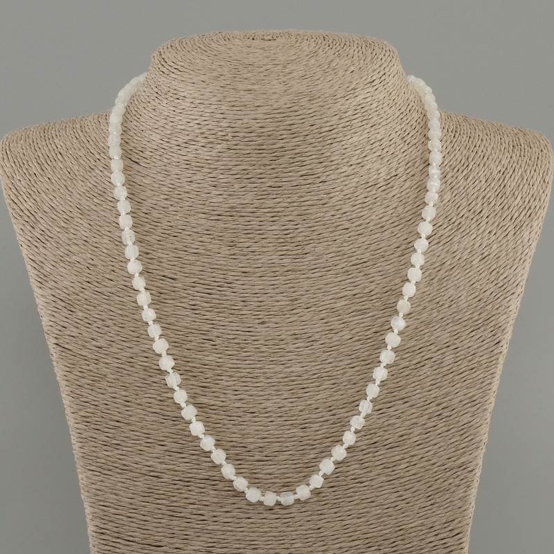 Adularia Necklace with Faceted Cube 4x4 mm, 50 cm length ± with clasp
