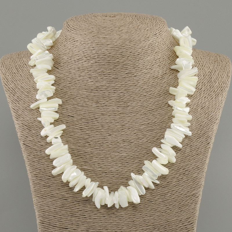 Necklace of Mother-of-Pearl Chips, diameter 12-18×3-6 mm, length 50 cm ± with clasp