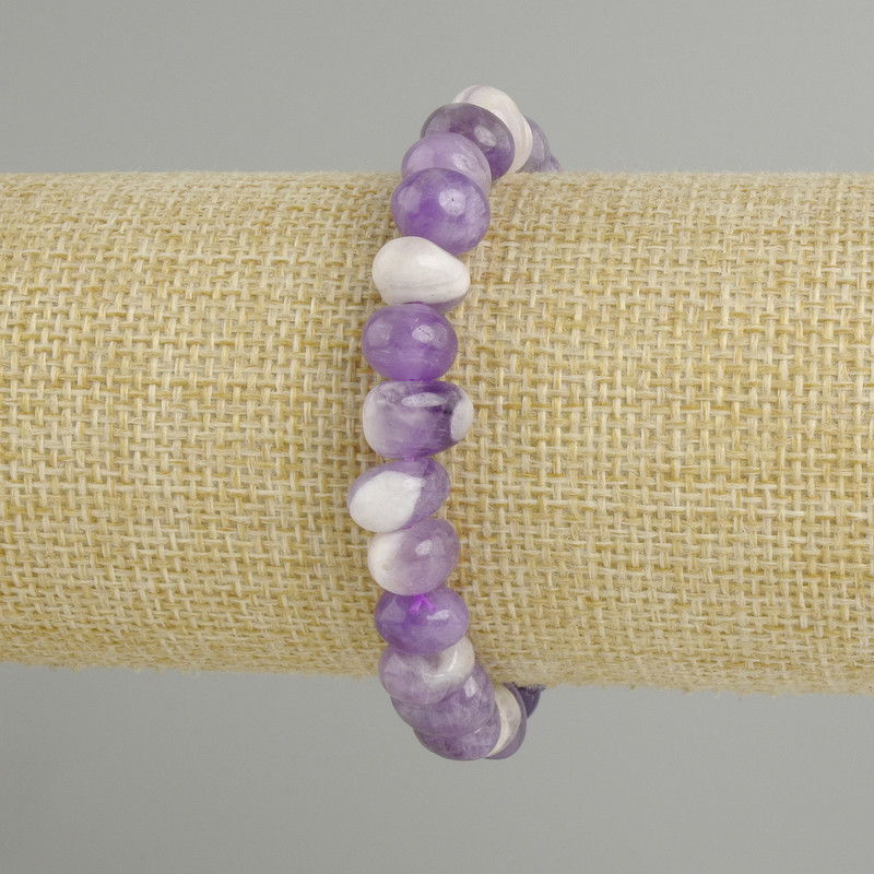 Amethyst Chevron Faceted Bead Bracelet, diameter 9-11×6-8, 5mm±, length 18 cm±, stretch