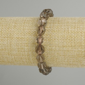 Bracelet with Smoky Quartz Faceted Beads, 9x9 mm, 18 cm stretch