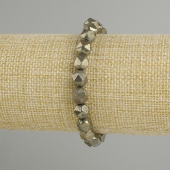 Pyrite bracelet with faceted beads, diameter 8×7 mm ±, length 18 cm ±, stretch