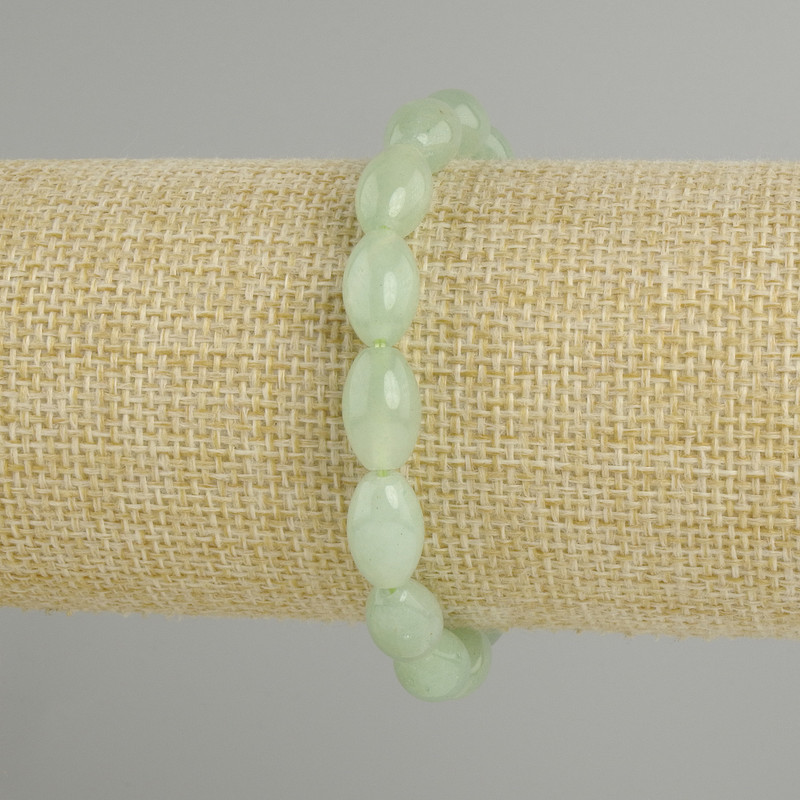 Jadeite Grain Bead Bracelet, 12×5×8 mm, stretch, length 18 cm