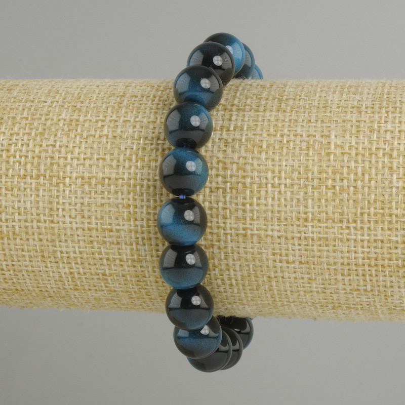 Tiger's Eye bracelet with smooth beads, 10 mm diameter, 18 cm length, stretch