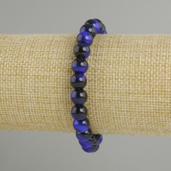 Blue Tiger's Eye Bracelet, smooth beads, 8 mm diameter, 18 cm length, stretch