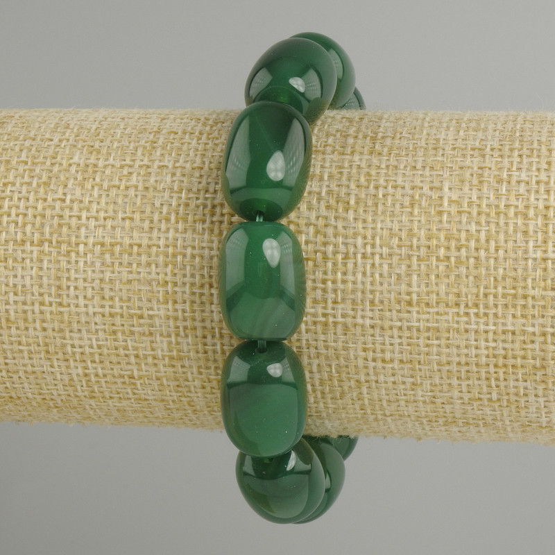 Barrel-shaped Agate Bracelet, Beads 18×13 mm, Length 18 cm ±, Stretch