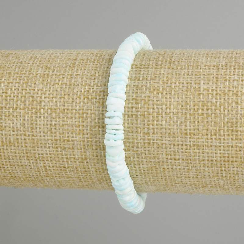 Bracelet with unpolished Scapharca shell rondelle beads, diameter 6×1.5-2 mm, length 18 cm ± stretch