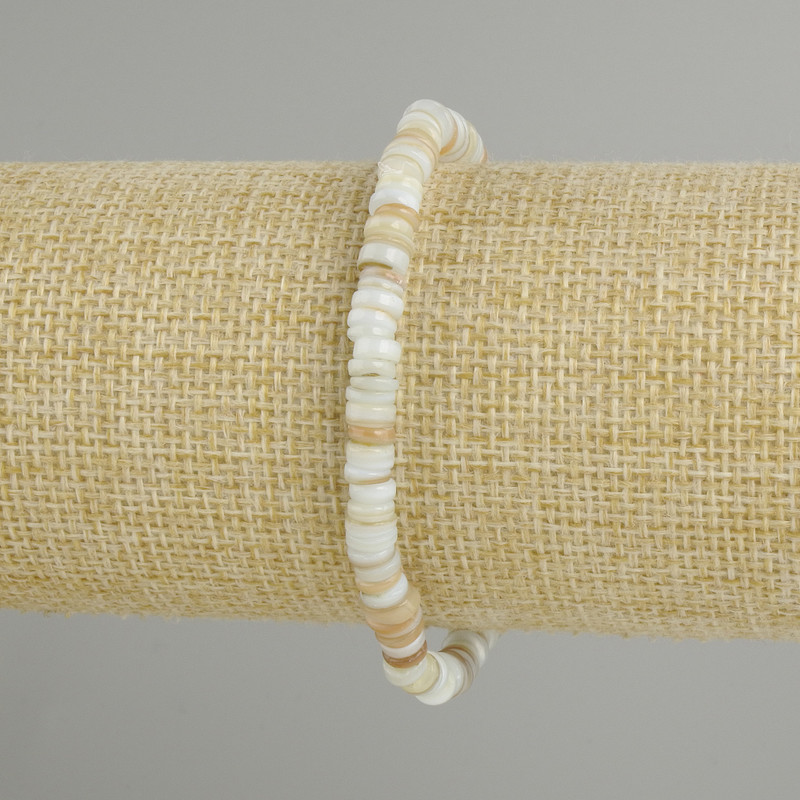 Scapharca shell rondel bracelet, diameter 5×1.5–2 mm, length 18 cm ±, elastic