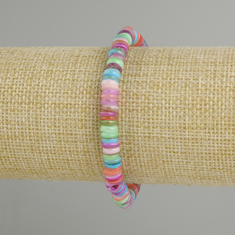 Skafarka Shell Rondelle Bracelet, diameter 6×1.5–2 mm, length 18 cm ± stretch