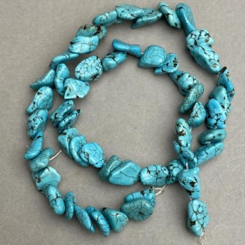 Beads Turquoise Howlite tumbled 14-16×9-11 mm, length 40 cm ± on thread