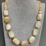 Citrine tumbled necklace, beads 21–24×14–16 mm, 8 mm cube elements, length approx. 58 cm, with clasp