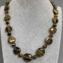 Tiger's Eye Necklace Heart-shaped Oval 16 mm and Beads 8.5 mm, 45 cm length, with Clasp