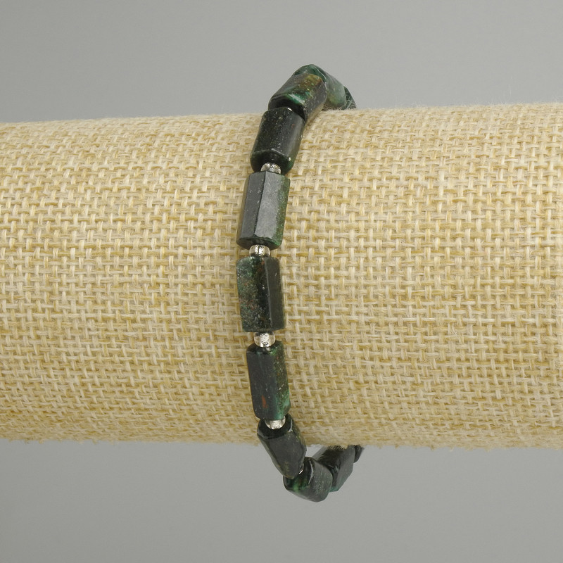 Emerald-cut Bracelet, 10–11×6 mm stones, length 18 cm, elastic