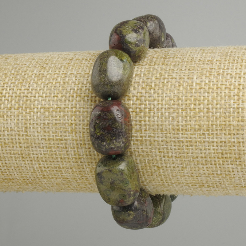 Dragon Blood Jasper Faceted Bead Bracelet, diameter 18x12-14 mm, length 18 cm ±, stretch