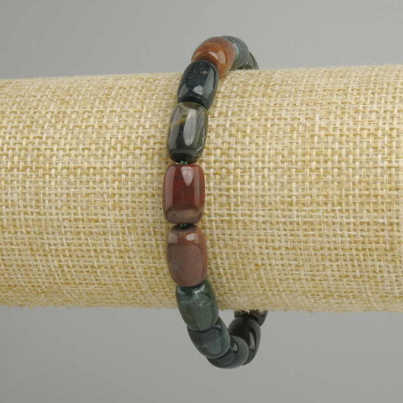 Jasper Barrel Bracelet, 12×8 mm diameter, 18 cm length, stretch