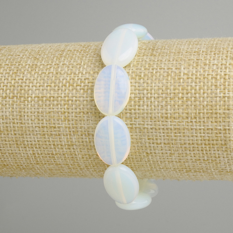 Bracelet Moonstone Opalite, 18x13 mm beads, 18 cm length, stretch