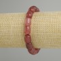Strawberry Quartz Barrel Bead Bracelet, 11×9 mm beads, 18 cm length, stretch