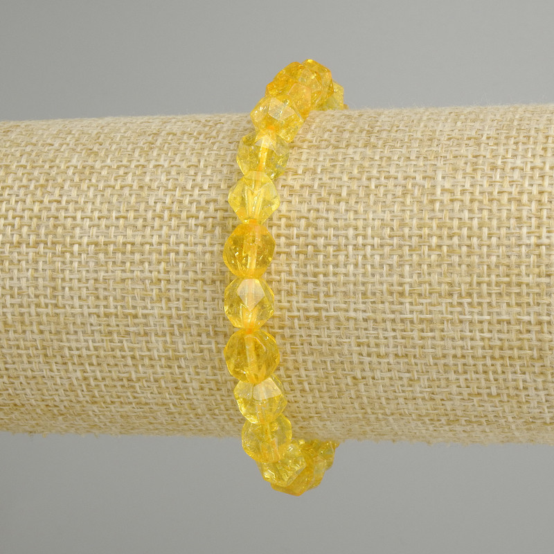 Citrine bracelet, faceted, 8×7 mm, 18 cm length, stretchy