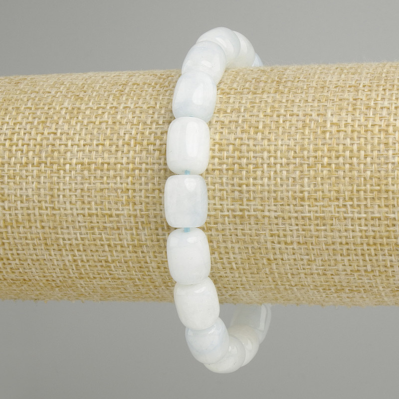 Aquamarine barrel bracelet, 11×8 mm, 5 mm ±, length 18 cm, stretch